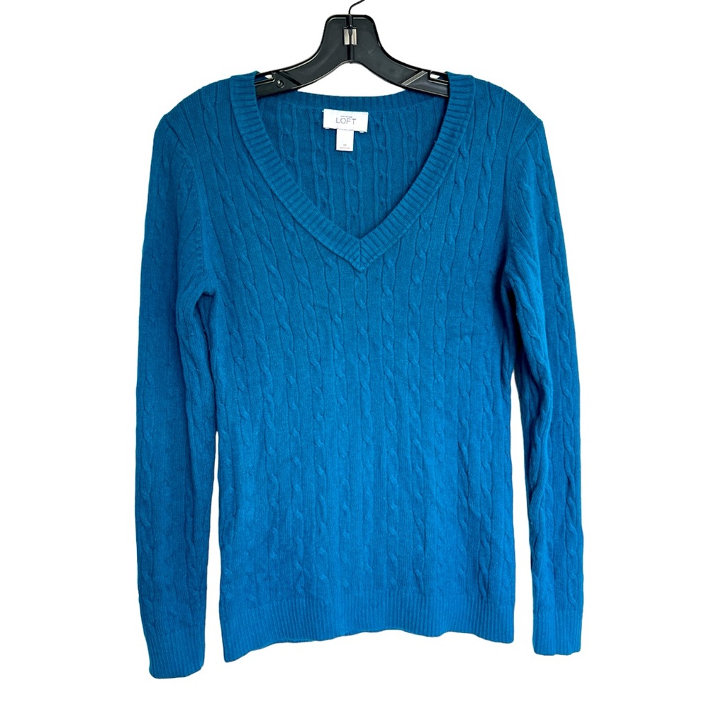 LOFT ANN TAYLOR Cable Knit V-Neck Sweater Top Women's Size M (2-28)